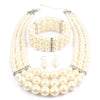 Wholesale Imitation Pearl Multilayered Necklace Set With Snake Bone Chain Geometric Style For Women