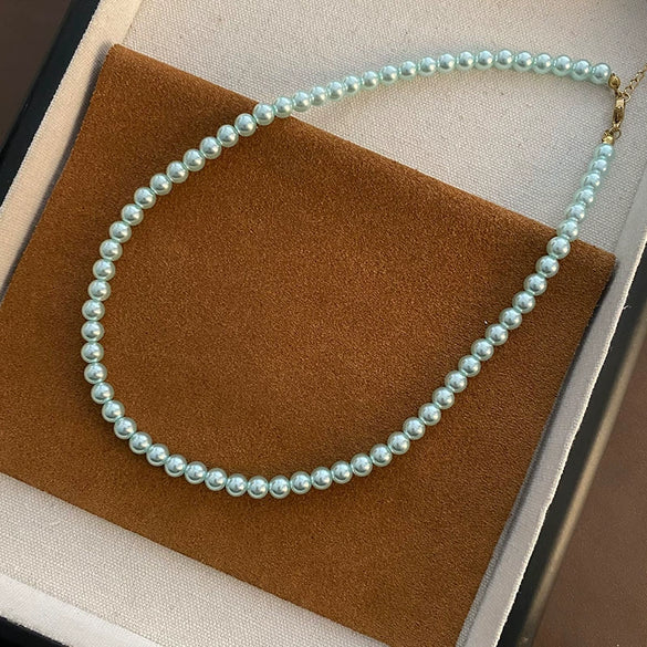 Wholesale Imitation Pearl Necklace Geometric Style Real Gold Plated Women's