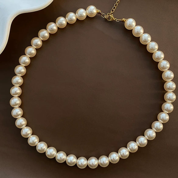 Wholesale Imitation Pearl Necklace Geometric Style Real Gold Plated Women's
