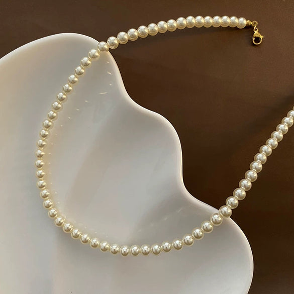 Wholesale Imitation Pearl Necklace Geometric Style Real Gold Plated Women's
