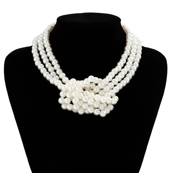 Wholesale Imitation Pearl Necklace Handmade Geometric Style Ball Chain For Women