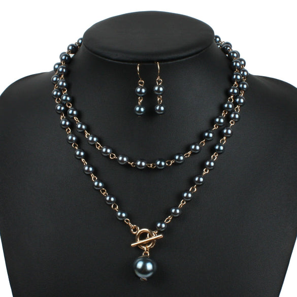 Wholesale Imitation Pearl Necklace Retro Geometric Style Pearlescent Treatment Snake Bone Chain