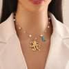 Wholesale Imitation Pearl Necklace With Ocean Shell Starfish Turtle Pendant Stainless Steel Animal Zodiac Jewelry