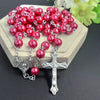 Wholesale Imitation Pearl O Shaped Chain Cross Pendant Necklace Alloy Pendant Polishing Geometric Light Luxury Style