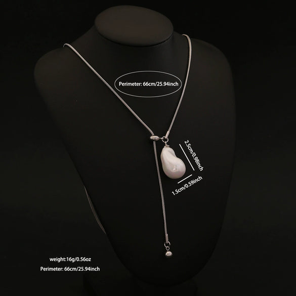 Wholesale Imitation Pearl Pendant Necklace In Personality Style Made Of Stainless Steel