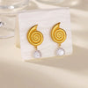 Wholesale Imitation Pearl Shell Geometric Stainless Steel Gold Electroplated Earrings For Women With Starfish Design