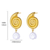 Wholesale Imitation Pearl Shell Geometric Stainless Steel Gold Electroplated Earrings For Women With Starfish Design