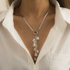 Wholesale Imitation Pearl Snake Bone Chain Geometric Baroque Court Style Tassel Necklace With Electroplating Treatment For Women