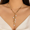 Wholesale Imitation Pearl Snake Bone Chain Geometric Baroque Court Style Tassel Necklace With Electroplating Treatment For Women