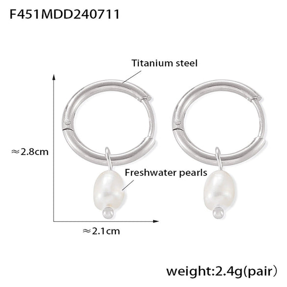 Wholesale Imitation Pearl Tassel Earrings Stainless Steel Geometric 18K Gold Plated