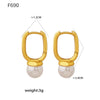 Wholesale Imitation Pearl Tassel Earrings Stainless Steel Geometric 18K Gold Plated