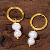 Wholesale Imitation Pearl Tassel Earrings 316L Stainless Steel 18K Gold Plated Geometric Style