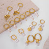 Wholesale Imitation Pearl Tassel Earrings 316L Stainless Steel 18K Gold Plated Geometric Style