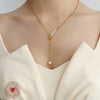 Wholesale Imitation Pearl Tassel Pendant Necklace Clavicle Chain In Geometric Style Titanium Steel With 18K Gold Electroplating