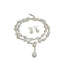 Wholesale Imitation Pearl Water Drop Love Bell French Retro Clavicle Chain Necklace And Earrings Set With Pearls