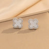 Wholesale Imitation Silver Fourleaf Clover Titanium Steel Necklace Pendant With Electroplating For Women Super Flash Full Diamond Temperament