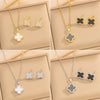 Wholesale Imitation Silver Fourleaf Clover Titanium Steel Necklace Pendant With Electroplating For Women Super Flash Full Diamond Temperament