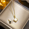 Wholesale Imitation Silver Fourleaf Clover Titanium Steel Necklace Pendant With Electroplating For Women Super Flash Full Diamond Temperament