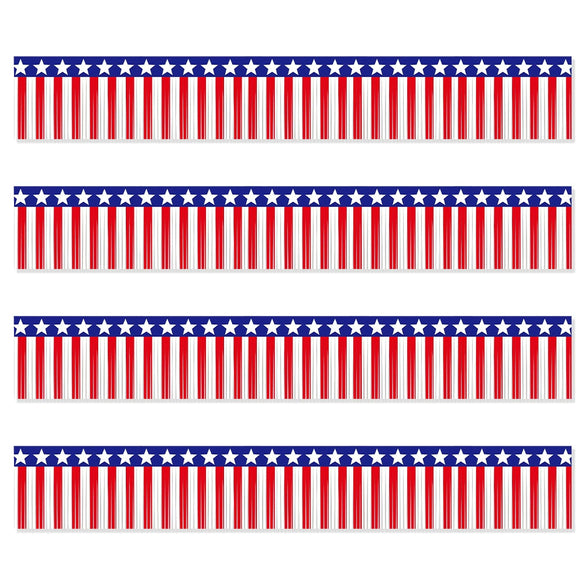 Wholesale Independence Day Banner Red White Blue Rain Silk Home Decoration With Top Flower