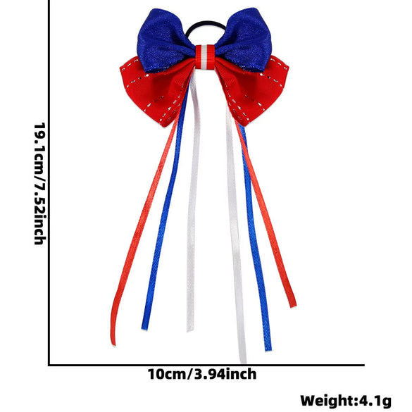 Wholesale Independence Day Bow Headline Star Flag Print Party Decoration Ribbon Hair Rings Polyester Semi Manual And Semi Mechanical