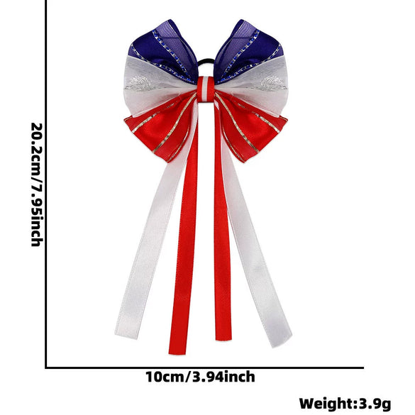 Wholesale Independence Day Bow Headline Star Flag Print Party Decoration Ribbon Hair Rings Polyester Semi Manual And Semi Mechanical