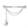 Wholesale Industrial Style Stainless Steel Ear Long Rod Body Piercing Jewelry With Flower Pattern And Electroplating Process