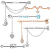 Wholesale Industrial Style Stainless Steel Ear Long Rod Body Piercing Jewelry With Flower Pattern And Electroplating Process