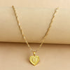 Wholesale Initial Letter Hexagon Peach Heart Imitation Gold Pendant Necklace For Women Alloy Electroplated Bamboo Chain