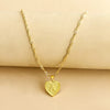 Wholesale Initial Letter Hexagon Peach Heart Imitation Gold Pendant Necklace For Women Alloy Electroplated Bamboo Chain
