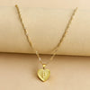 Wholesale Initial Letter Hexagon Peach Heart Imitation Gold Pendant Necklace For Women Alloy Electroplated Bamboo Chain