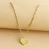 Wholesale Initial Letter Hexagon Peach Heart Imitation Gold Pendant Necklace For Women Alloy Electroplated Bamboo Chain