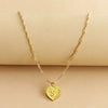 Wholesale Initial Letter Hexagon Peach Heart Imitation Gold Pendant Necklace For Women Alloy Electroplated Bamboo Chain