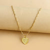 Wholesale Initial Letter Hexagon Peach Heart Imitation Gold Pendant Necklace For Women Alloy Electroplated Bamboo Chain