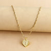 Wholesale Initial Letter Hexagon Peach Heart Imitation Gold Pendant Necklace For Women Alloy Electroplated Bamboo Chain
