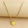 Wholesale Initial Letter Hexagon Peach Heart Imitation Gold Pendant Necklace For Women Alloy Electroplated Bamboo Chain
