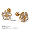 Wholesale Inlaid Crystal 316L Stainless Steel Gold Plated Electroplated Earrings For Women