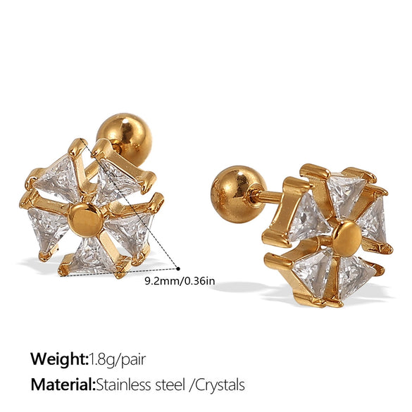 Wholesale Inlaid Crystal 316L Stainless Steel Gold Plated Electroplated Earrings For Women