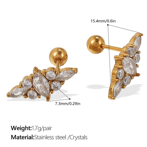 Wholesale Inlaid Crystal 316L Stainless Steel Gold Plated Electroplated Earrings For Women