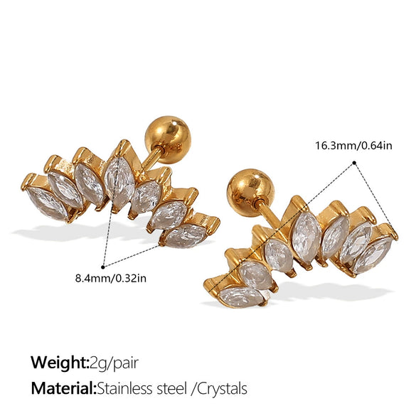 Wholesale Inlaid Crystal 316L Stainless Steel Gold Plated Electroplated Earrings For Women