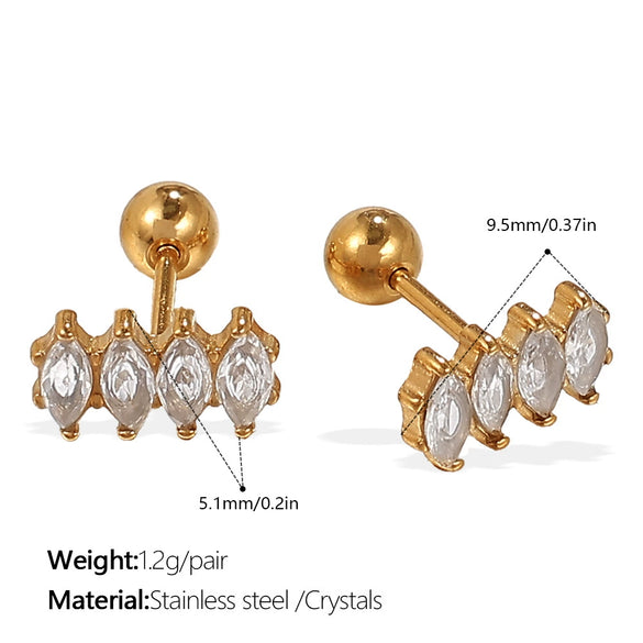 Wholesale Inlaid Crystal 316L Stainless Steel Gold Plated Electroplated Earrings For Women