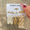 Wholesale Inlaid Imitation Pearl Women's Earrings Set Alloy Geometric Retro Style Set With Diamonds