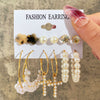 Wholesale Inlaid Imitation Pearl Women's Earrings Set Alloy Geometric Retro Style Set With Diamonds