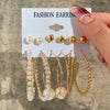 Wholesale Inlaid Imitation Pearl Women's Earrings Set Alloy Geometric Retro Style Set With Diamonds