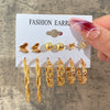 Wholesale Inlaid Imitation Pearl Women's Earrings Set Alloy Geometric Retro Style Set With Diamonds