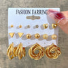 Wholesale Inlaid Pearl Ladies Earrings Set Alloy Geometric Electroplated Retro Style