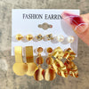 Wholesale Inlaid Pearl Ladies Earrings Set Alloy Geometric Electroplated Retro Style