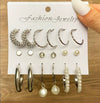Wholesale Inlaid Pearl Ladies Earrings Set Alloy Geometric Electroplated Retro Style