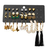 Wholesale Inlaid Pearl Ladies Earrings Set Alloy Geometric Electroplated Retro Style