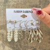 Wholesale Inlaid Pearl Ladies Earrings Set Alloy Geometric Electroplated Retro Style