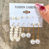 Wholesale Inlaid Pearl Ladies Earrings Set Alloy Geometric Electroplated Retro Style